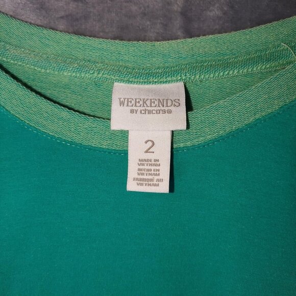 Weekends by Chico's Women's L Green 3/4 Sleeve‎ Pullover Sweatshirt Style Top - Picture 2 of 10